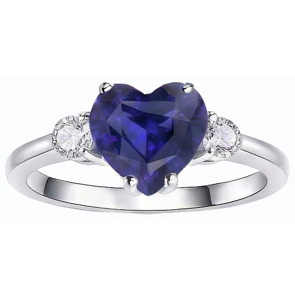 natural round sapphire 2.50ct ring top view