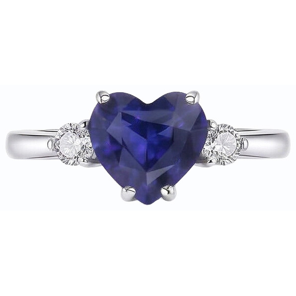 natural round sapphire 2.50ct ring profile view