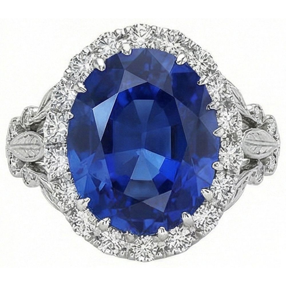 Womens 8 Carat Halo Sapphire Engagement Ring