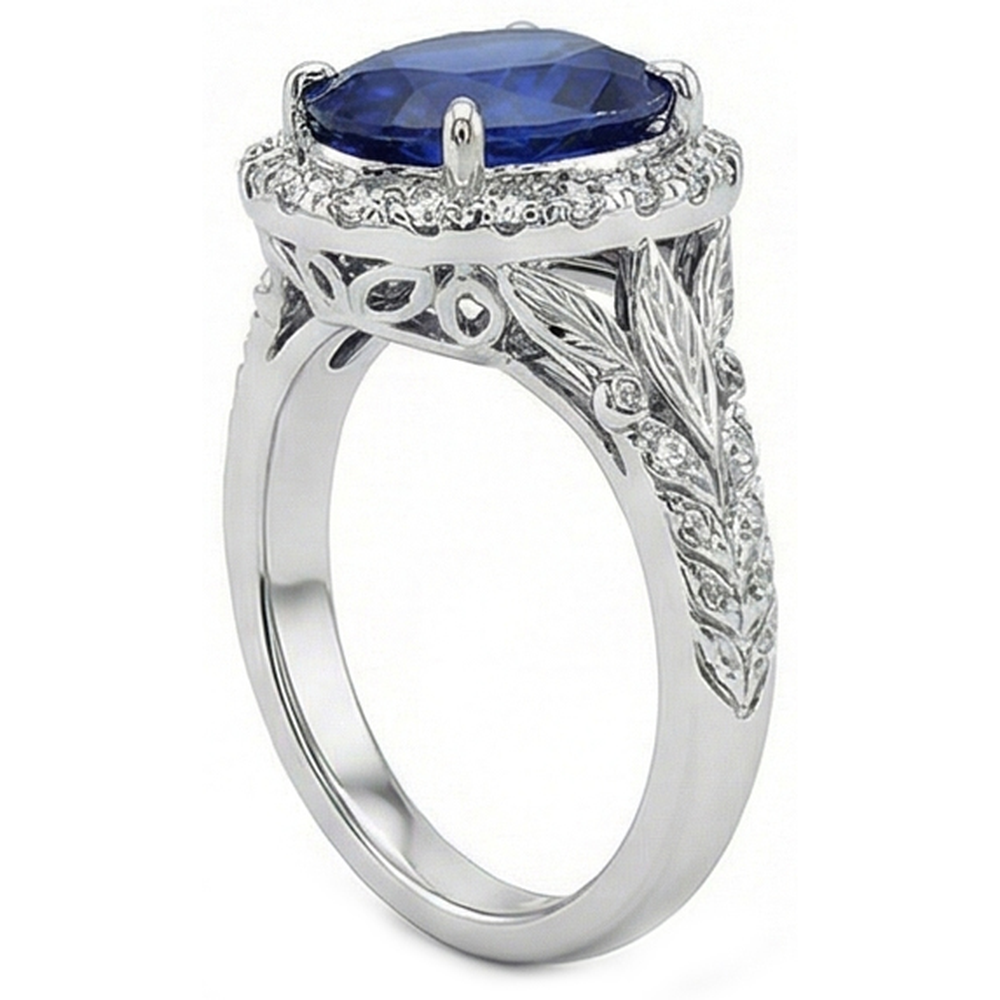 Womens 8 Carat Halo Sapphire Engagement Ring