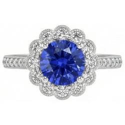 Natural Sapphire Ring 3ct - White Gold 14K