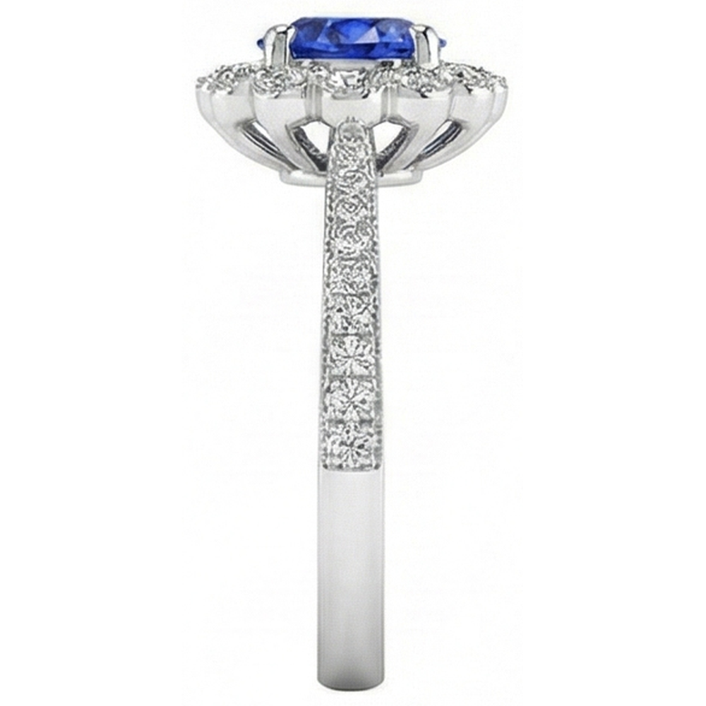 natural round sapphire 3ct ring top view