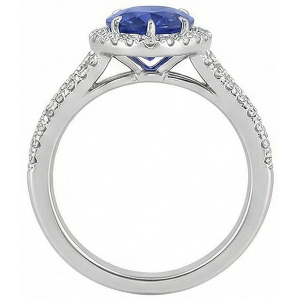natural round sapphire 5.50ct ring close up detail