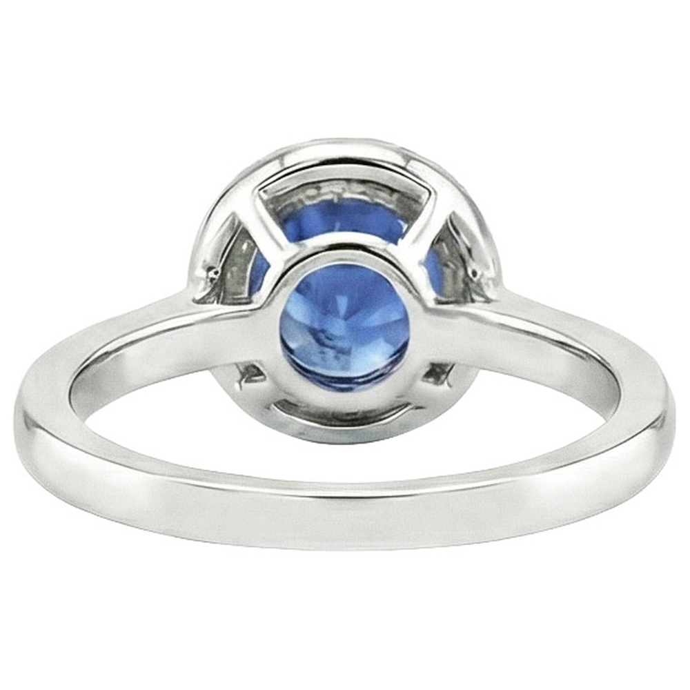 natural round sapphire 2.50ct ring profile view