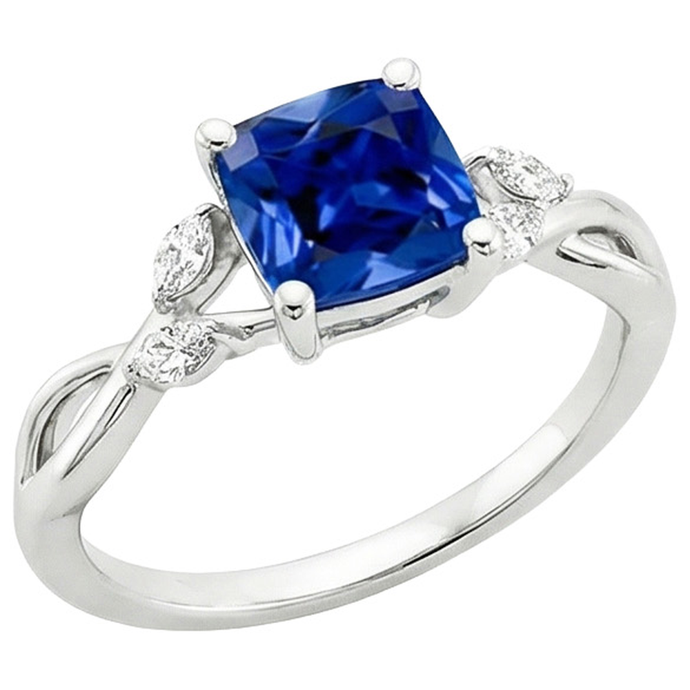 natural cushion sapphire 2.75ct ring side angle