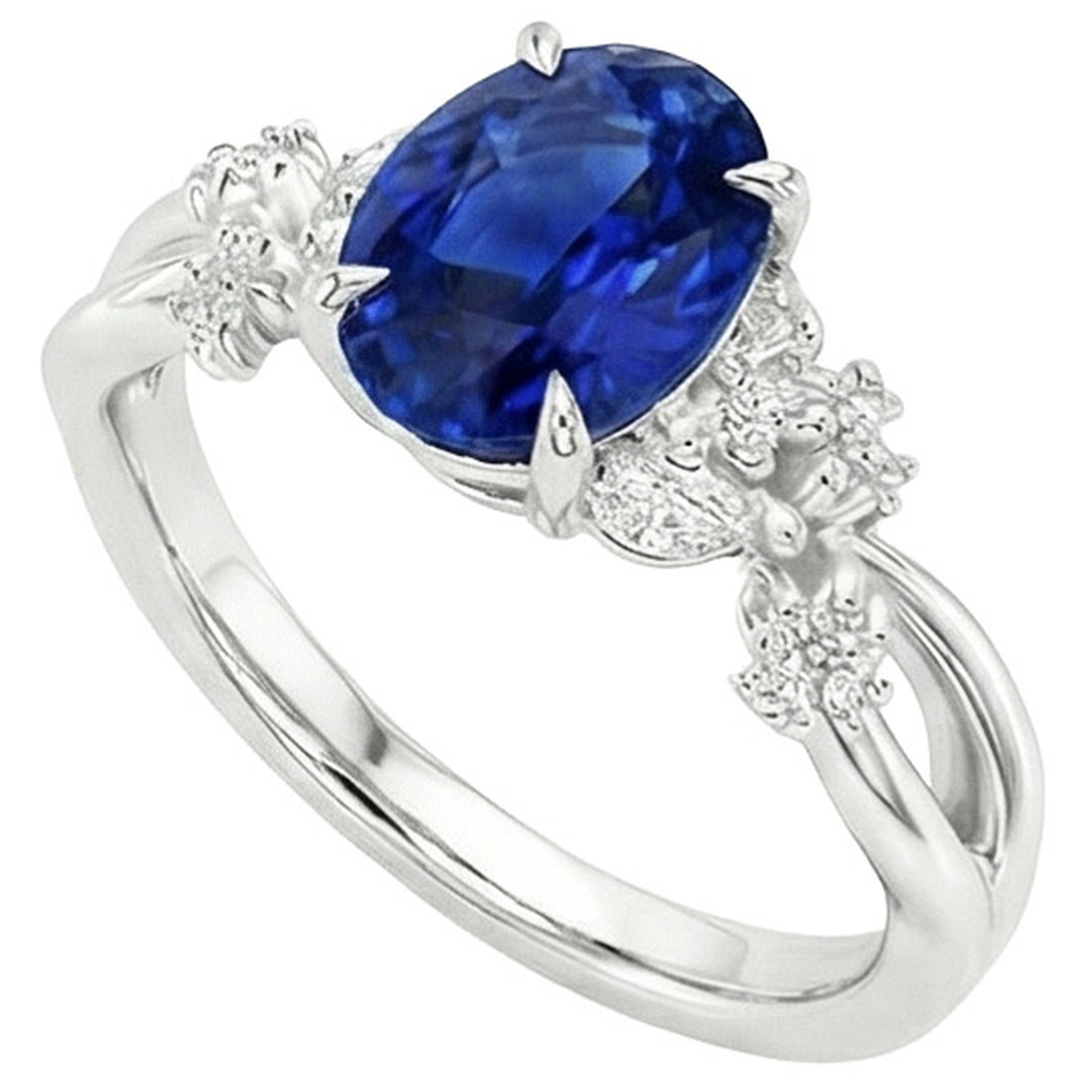natural round sapphire 3.50ct ring side angle