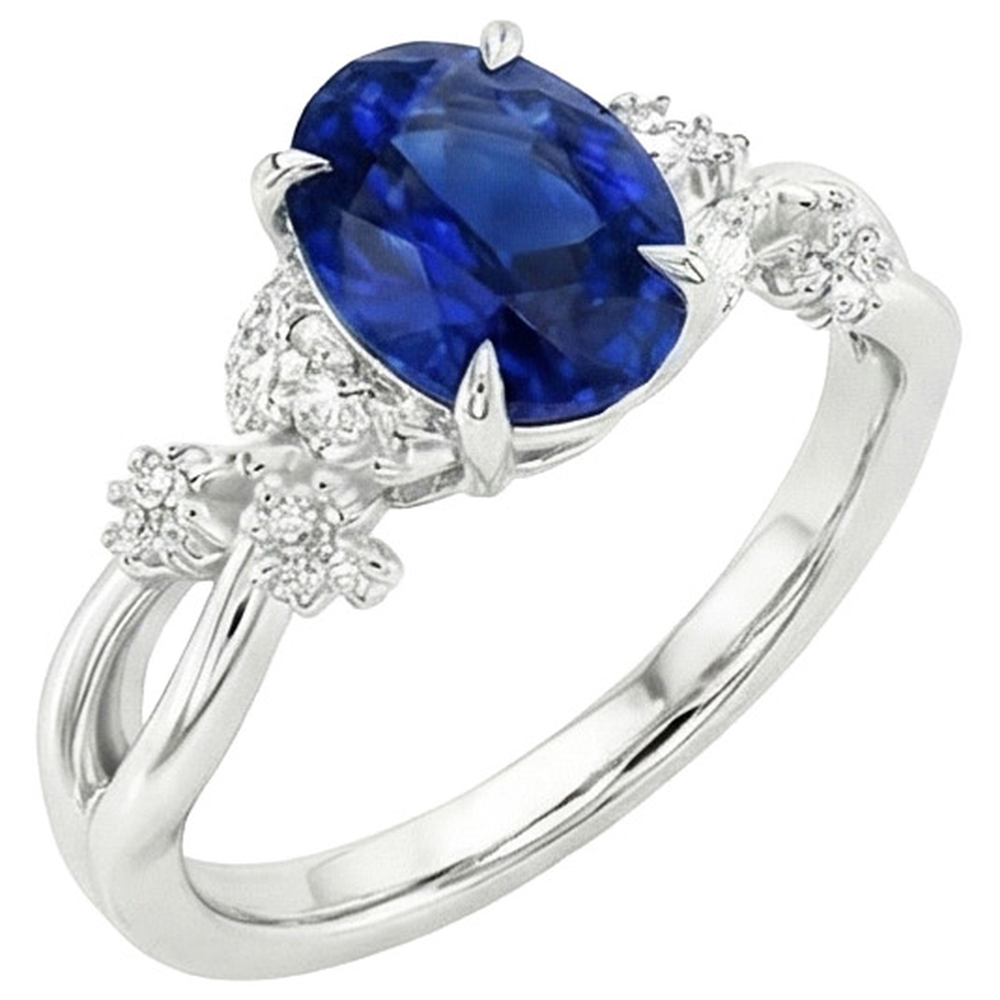 natural round sapphire 3.50ct ring close up detail