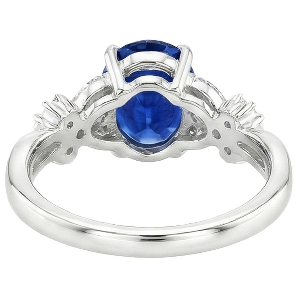 natural round sapphire 3.50ct ring top view