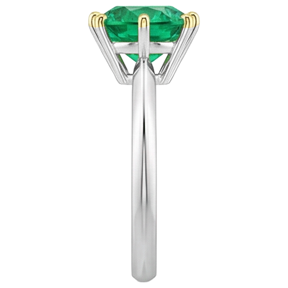 Earth-Mined Fine Emerald Precious Stone Ring 2.50 ct 14K Two Tone Gold – top view