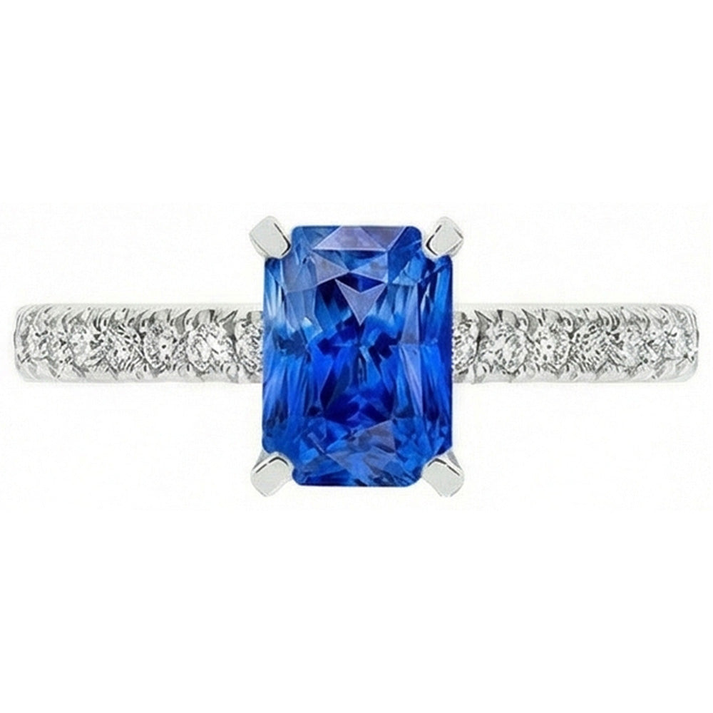 natural round sapphire 3.50ct ring side angle