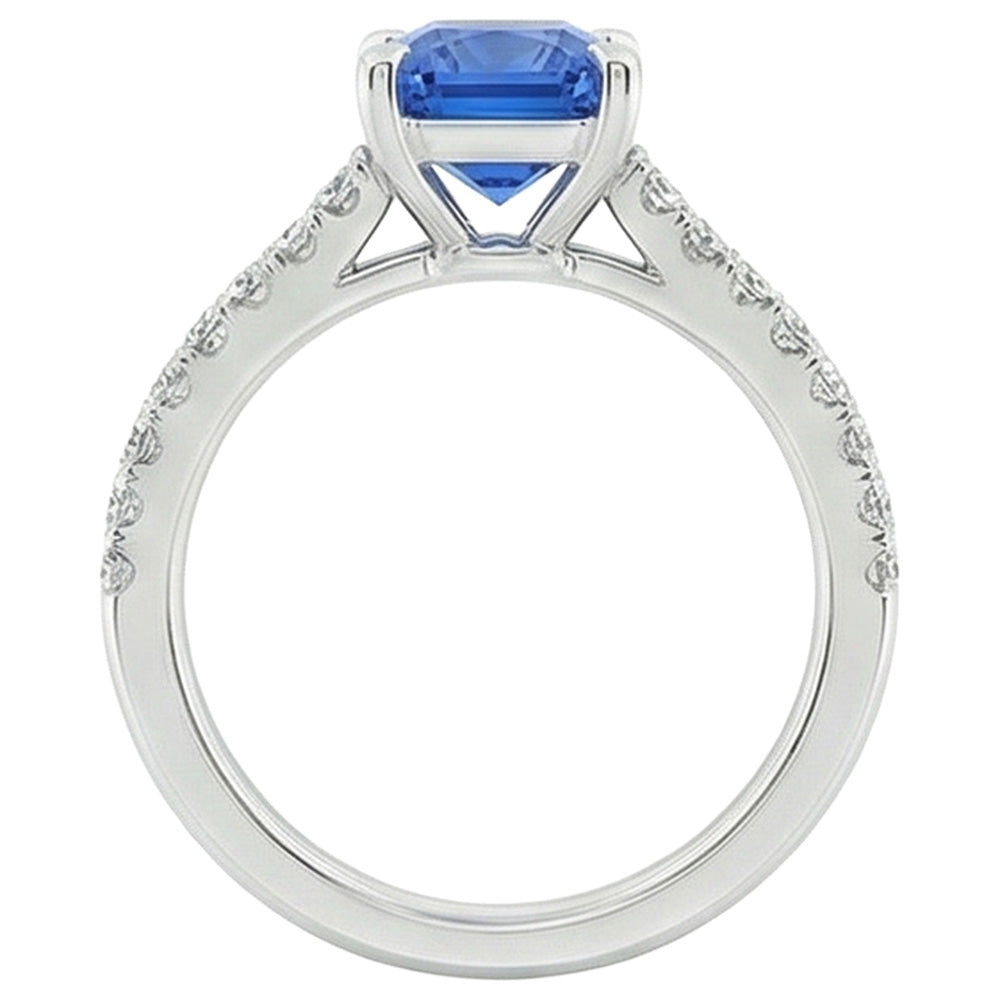 natural round sapphire 3.50ct ring top view