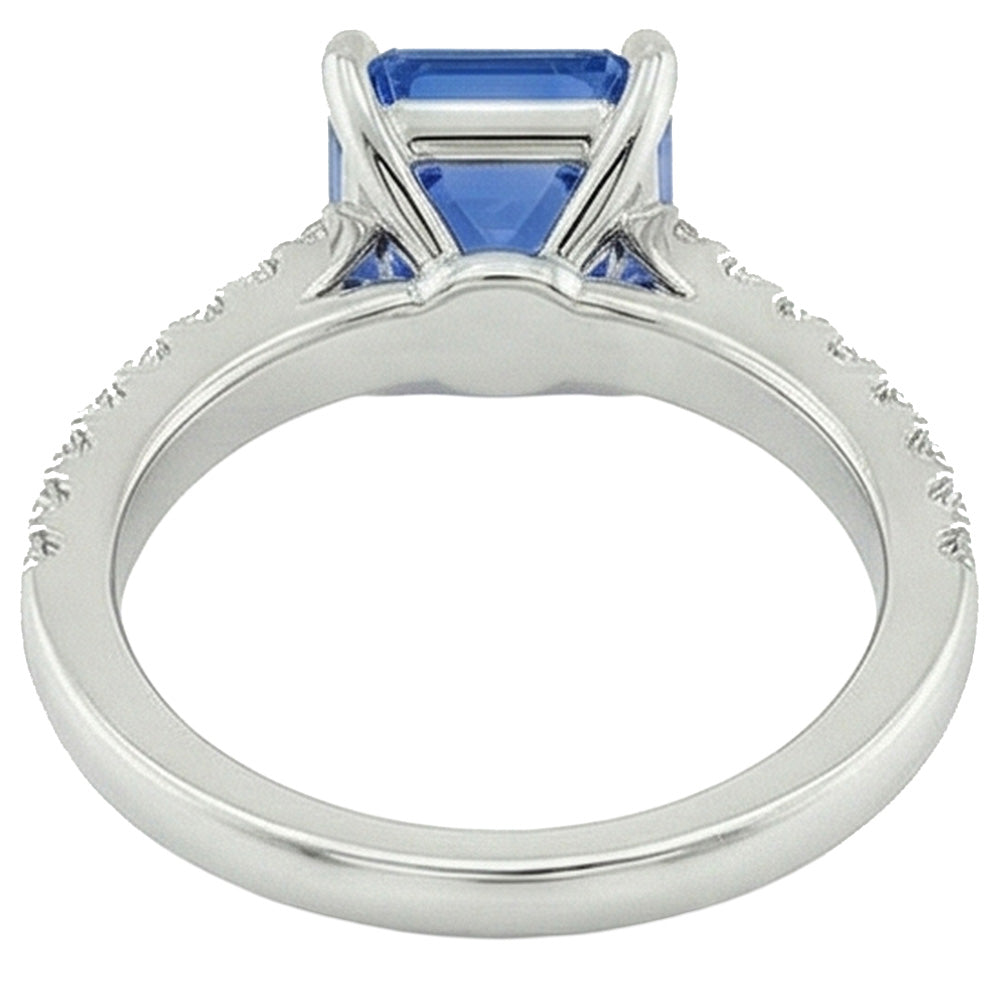 natural round sapphire 3.50ct ring profile view