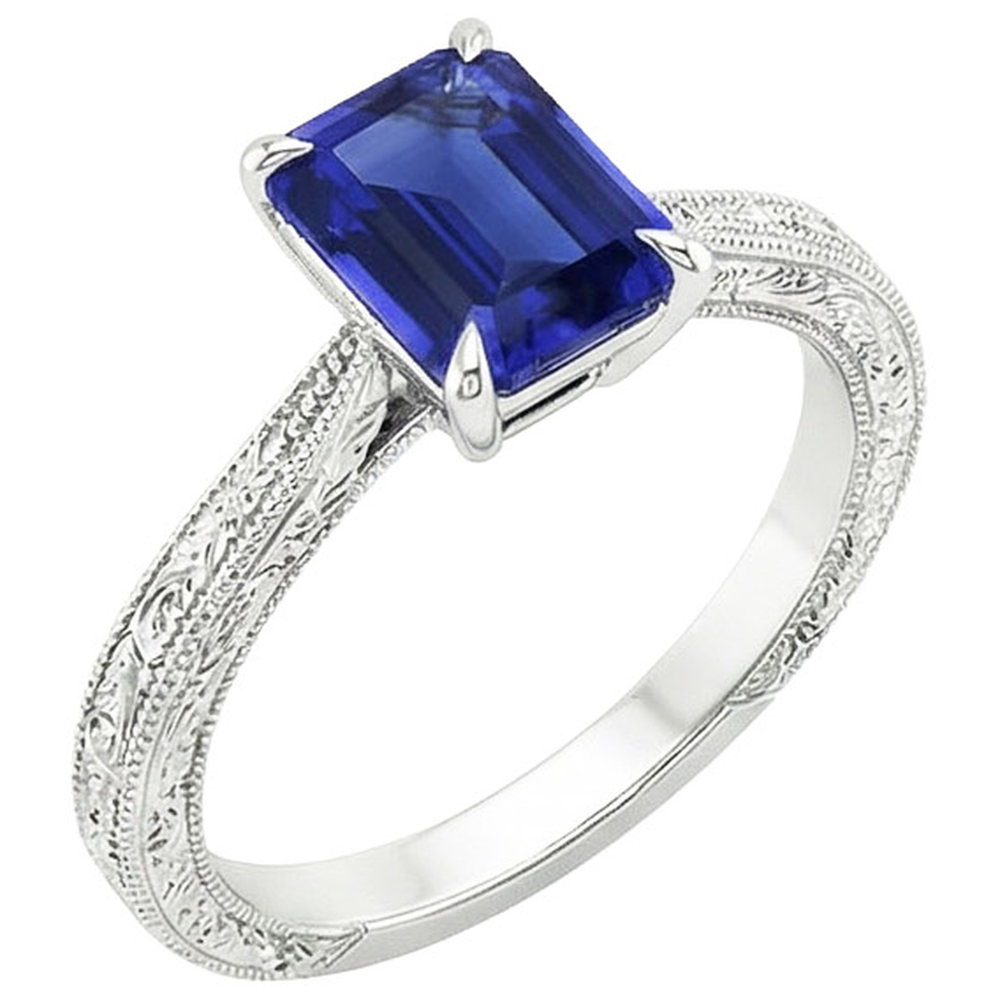 natural emerald sapphire 2.50ct ring close up detail