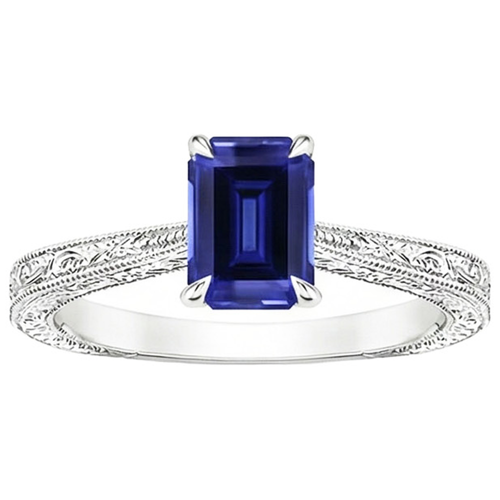 natural emerald sapphire 2.50ct ring top view