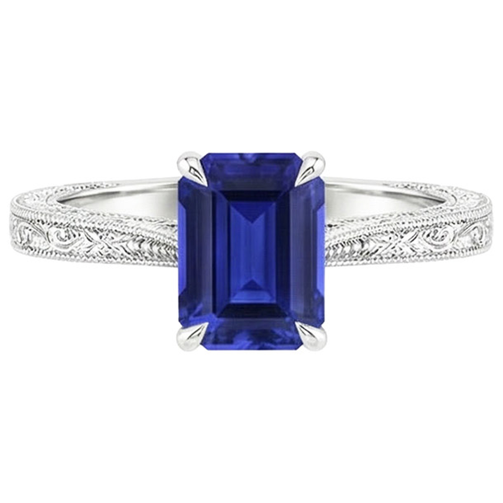 natural emerald sapphire 2.50ct ring profile view