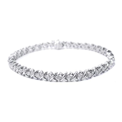 X Style 6.60 Ct Round Cut Natural Diamonds Tennis Bracelet Gold 14K Jewelry