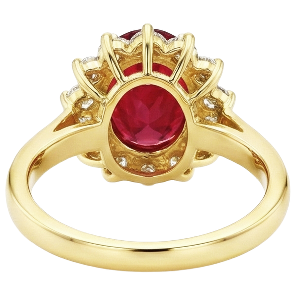 Yellow Gold 14K 4.70 Carats Prong Set Ruby With Natural Earth Mined Diamond ( Not Lab Grown )s Ring New