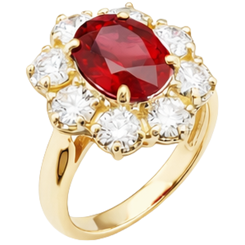 Yellow Gold 14K Red Ruby Natural Earth Mined Diamond ( Not Lab Grown ) Wedding Ring Jewelry 4 Carats