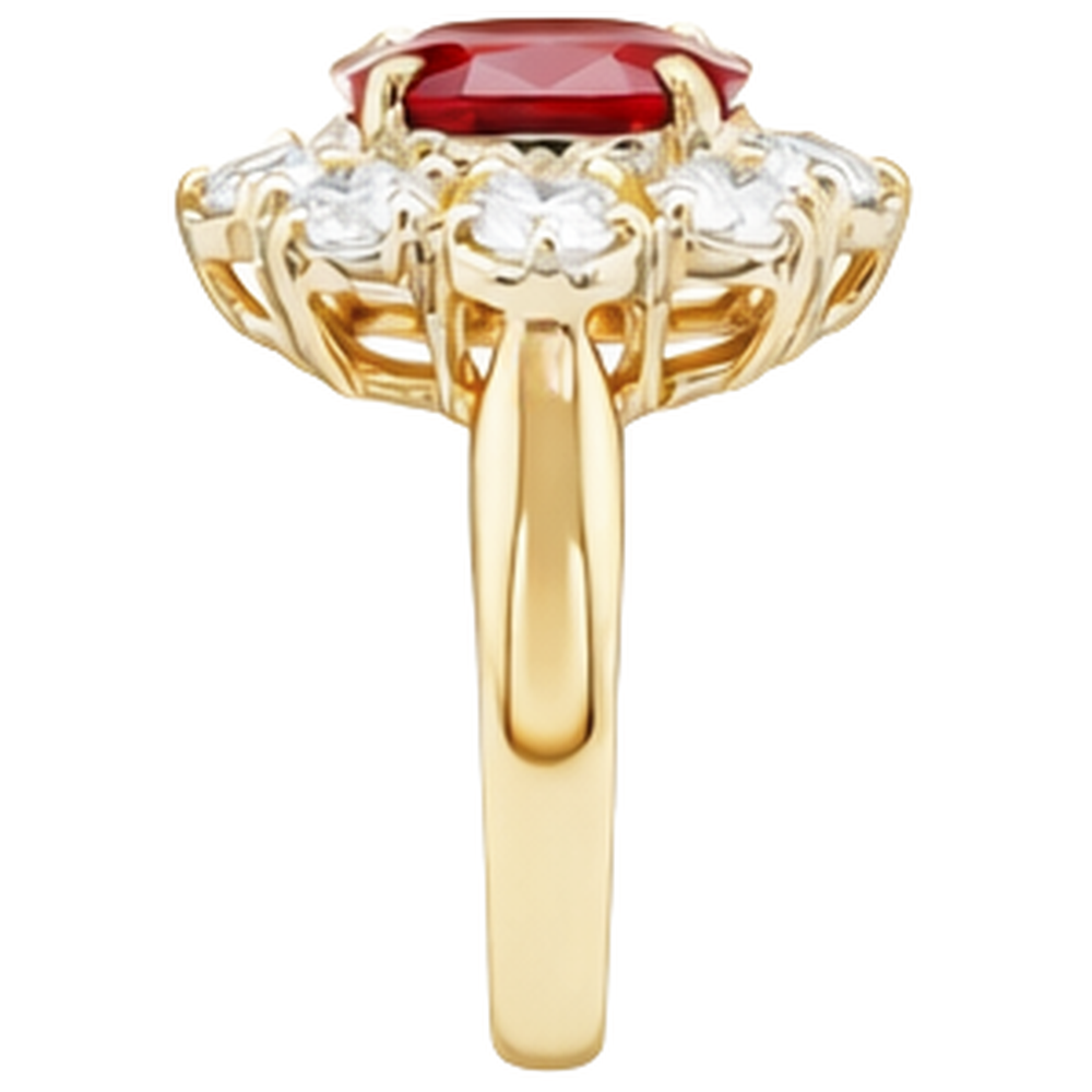 Yellow Gold 14K Red Ruby Natural Earth Mined Diamond ( Not Lab Grown ) Wedding Ring Jewelry 4 Carats