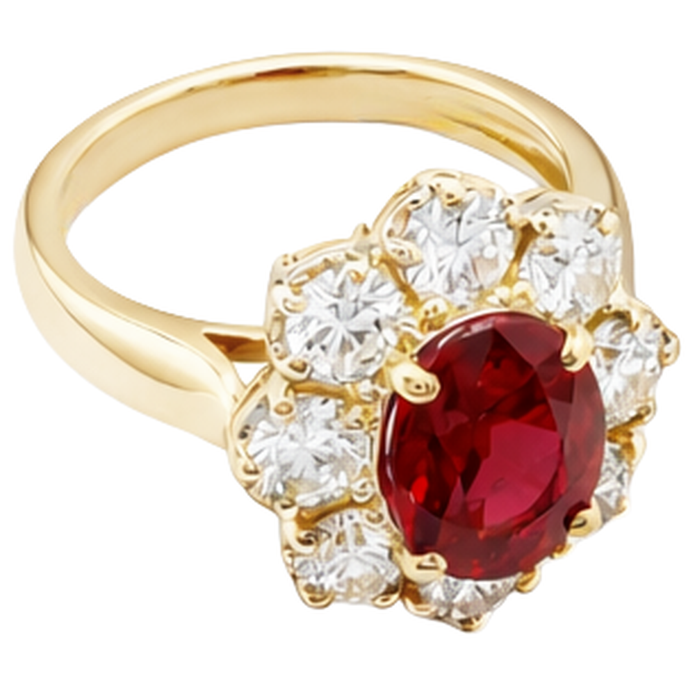 Yellow Gold 14K Red Ruby Natural Earth Mined Diamond ( Not Lab Grown ) Wedding Ring Jewelry 4 Carats