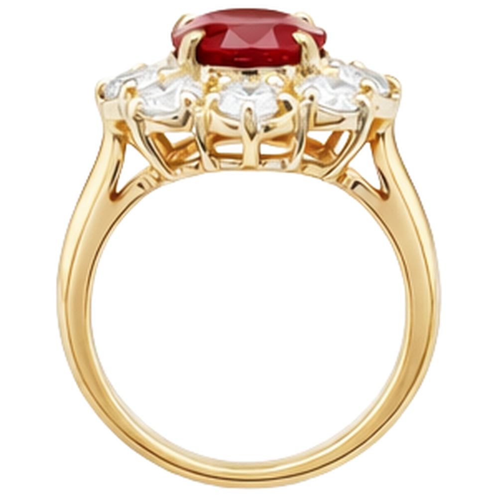 Yellow Gold 14K Red Ruby Natural Earth Mined Diamond ( Not Lab Grown ) Wedding Ring Jewelry 4 Carats
