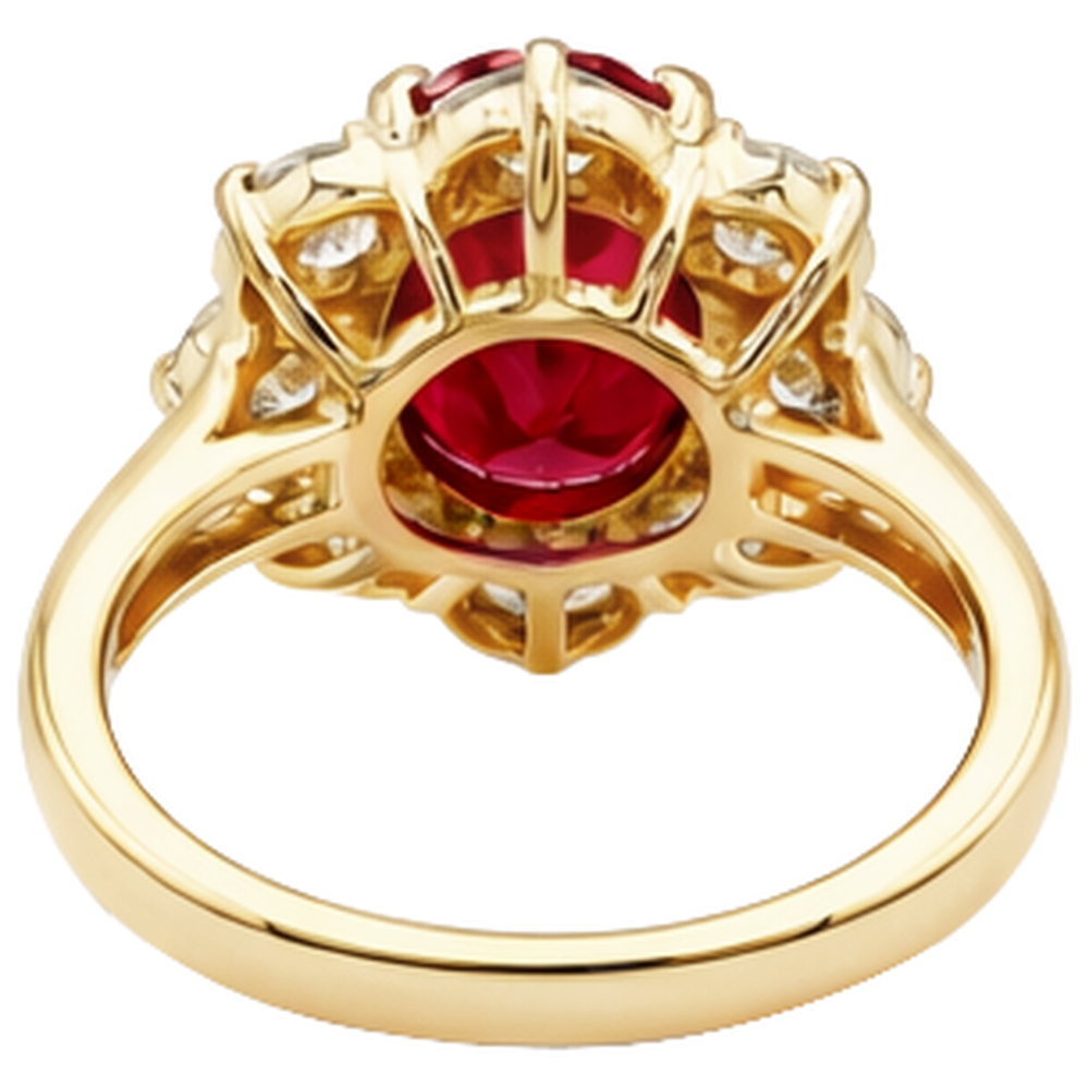 Yellow Gold 14K Red Ruby Natural Earth Mined Diamond ( Not Lab Grown ) Wedding Ring Jewelry 4 Carats