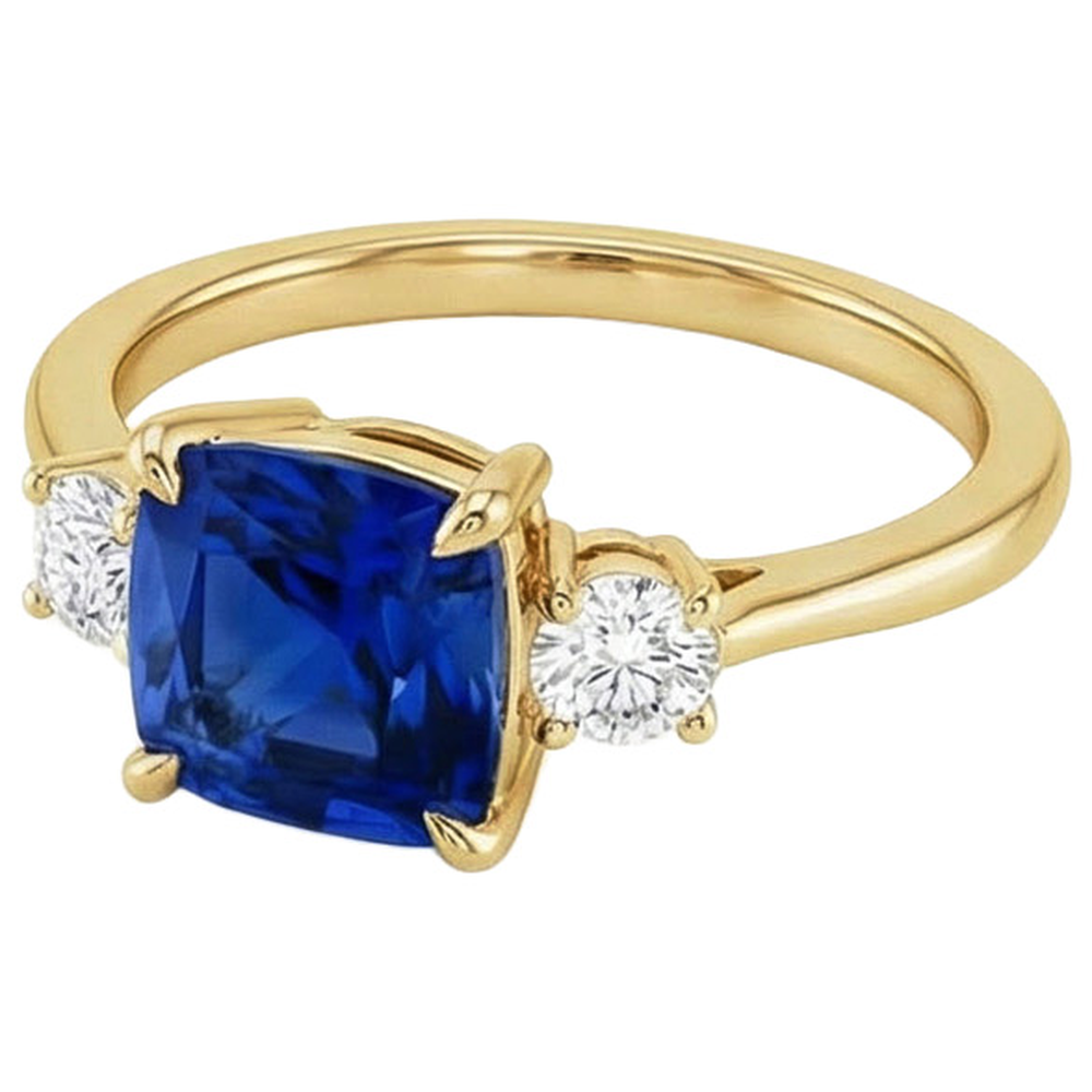 natural round sapphire 2.50ct ring top view