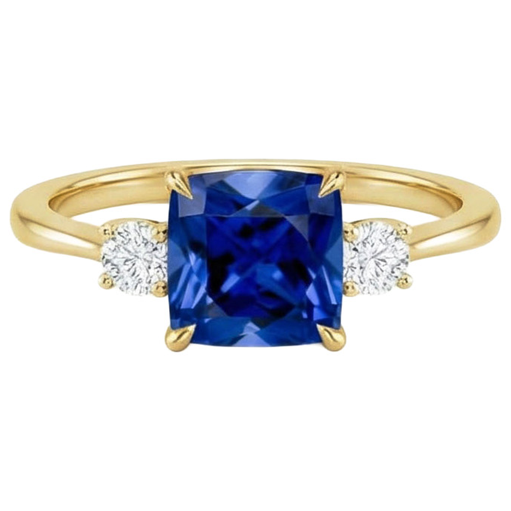 natural round sapphire 2.50ct ring profile view