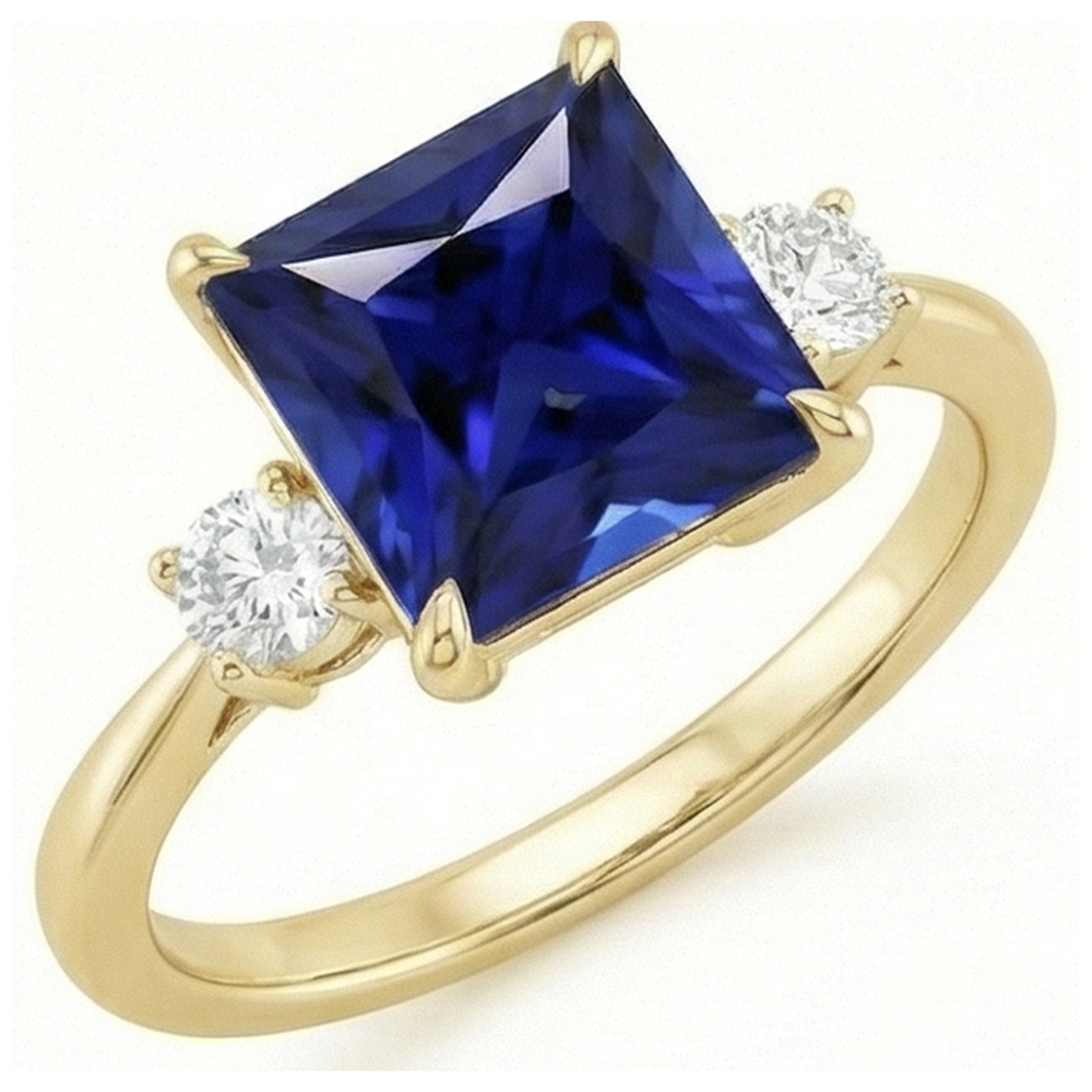 natural round sapphire 5.25ct ring side angle