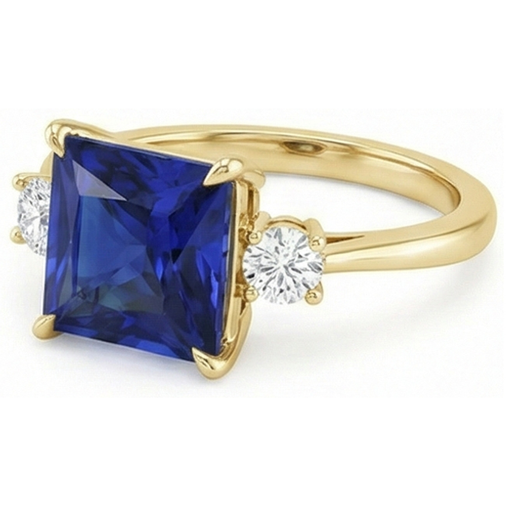 natural round sapphire 5.25ct ring top view