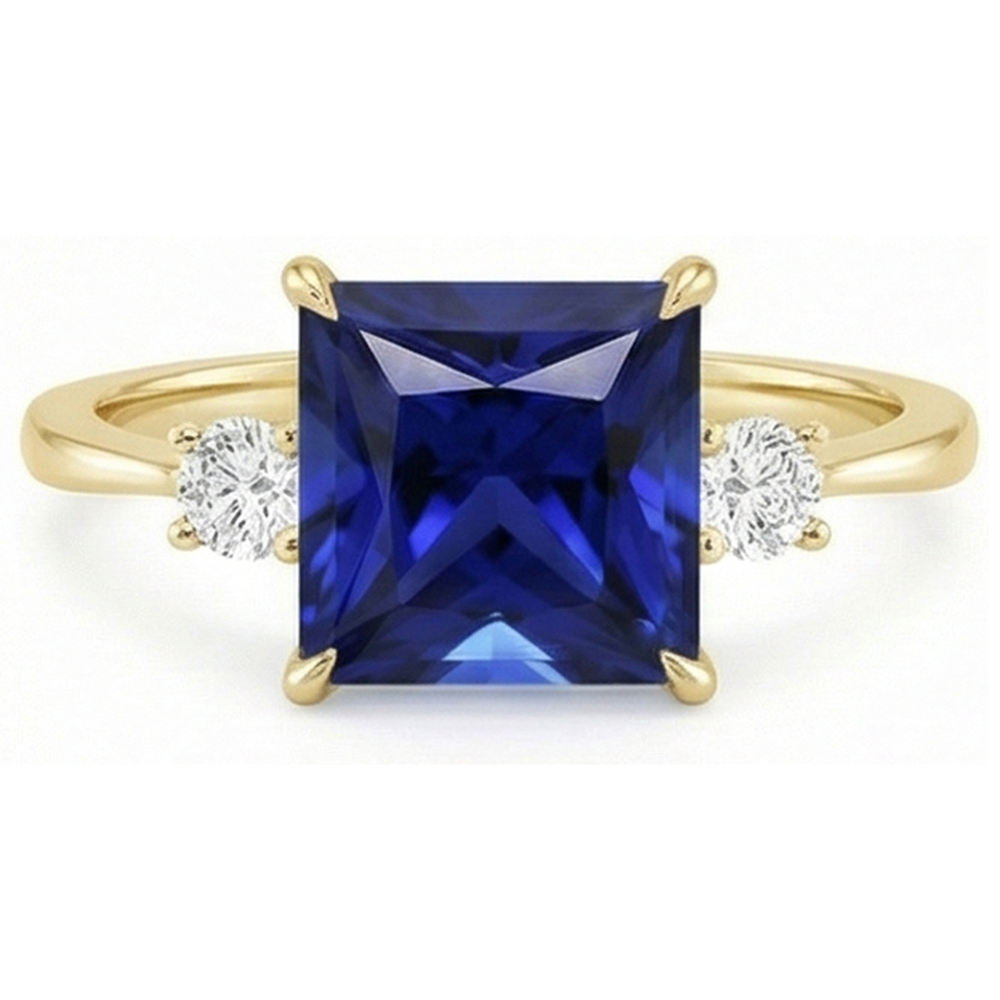 natural round sapphire 5.25ct ring profile view