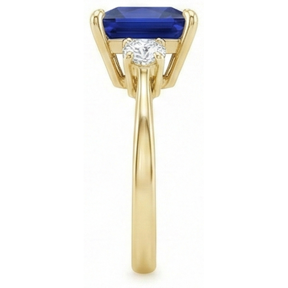natural round sapphire 5.25ct ring on white background