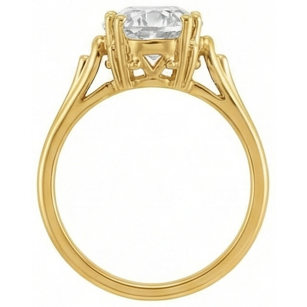 Earth-Mined Brilliant Diamond Solitaire Engagement Ring 5 ct 14 Karat Yellow Gold – angle view