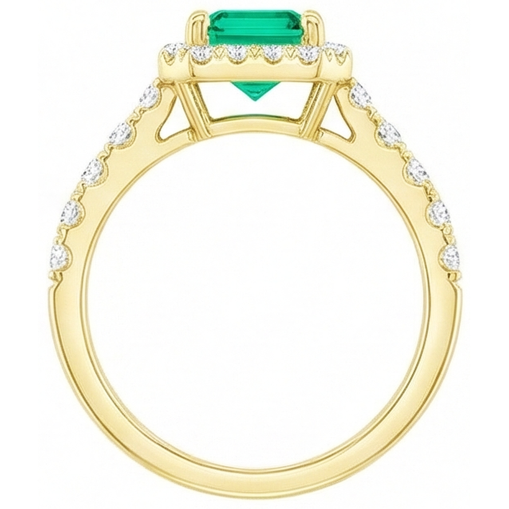 Natural Fine Emerald Gemstone Ring 2.50 ct 14K Yellow Gold – profile view
