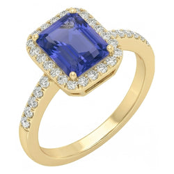Yellow Gold Halo Anniversary Ring & Round Natural Earth Mined Diamond ( Not Lab Grown )s 4 Carats Jewelry