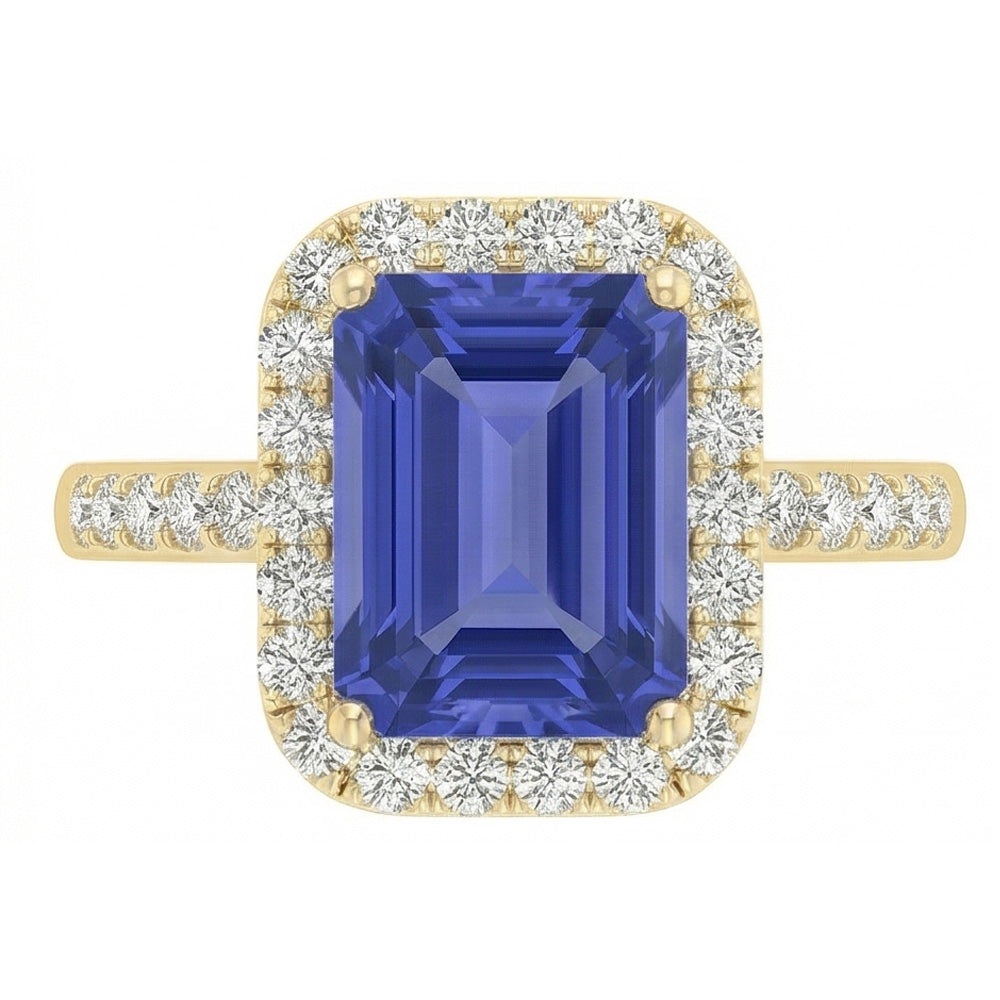 Yellow Gold Halo Anniversary Ring & Round Natural Earth Mined Diamond ( Not Lab Grown )s 4 Carats Jewelry