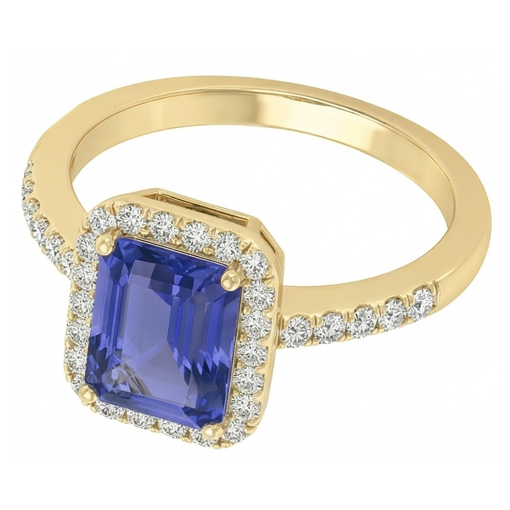 Yellow Gold Halo Anniversary Ring & Round Natural Earth Mined Diamond ( Not Lab Grown )s 4 Carats Jewelry
