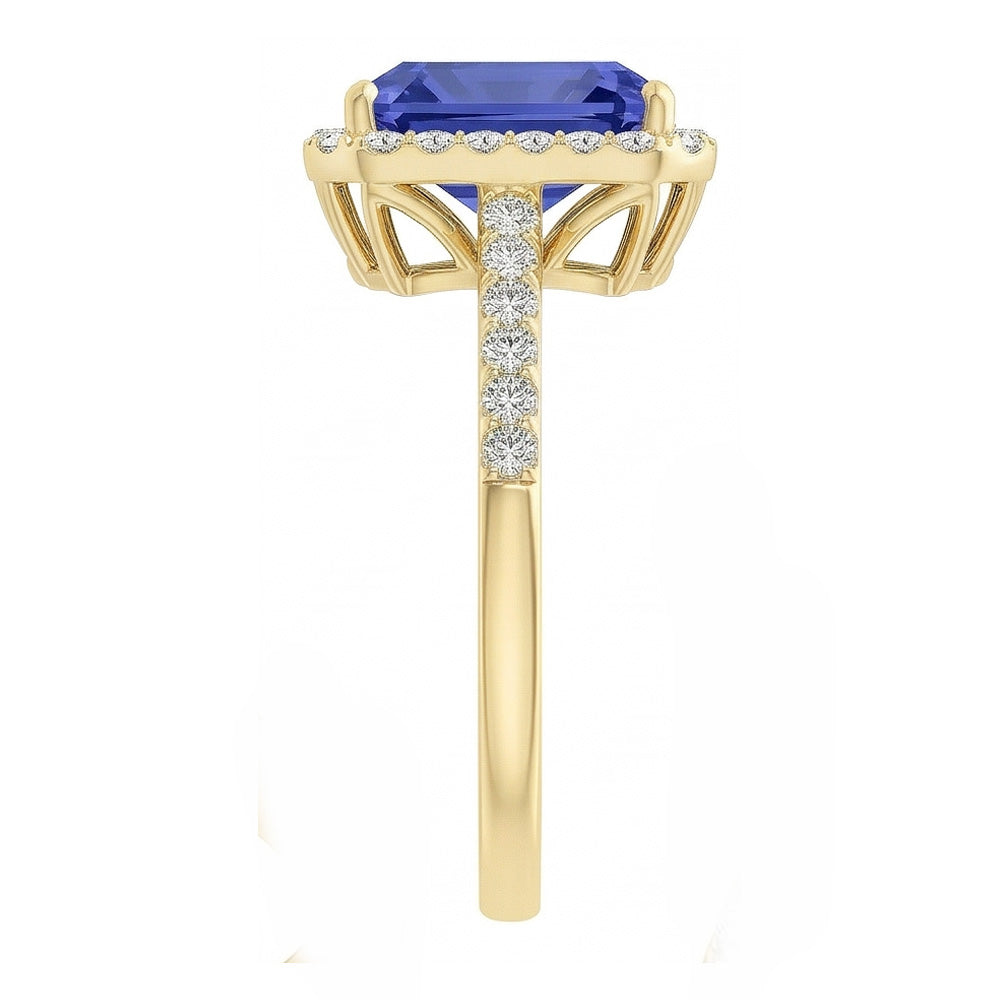 Yellow Gold Halo Anniversary Ring & Round Natural Earth Mined Diamond ( Not Lab Grown )s 4 Carats Jewelry