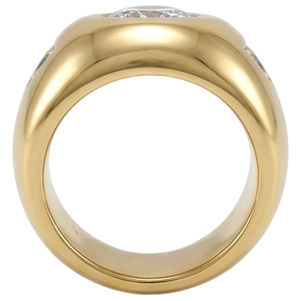 Yellow Gold Men's Ring Old Cut Round Natural Earth Mined Diamond ( Not Lab Grown )s Three Stone 2.25 Carats