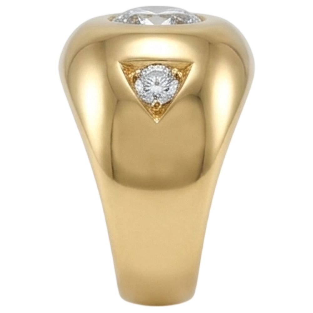 Yellow Gold Men's Ring Old Cut Round Natural Earth Mined Diamond ( Not Lab Grown )s Three Stone 2.25 Carats