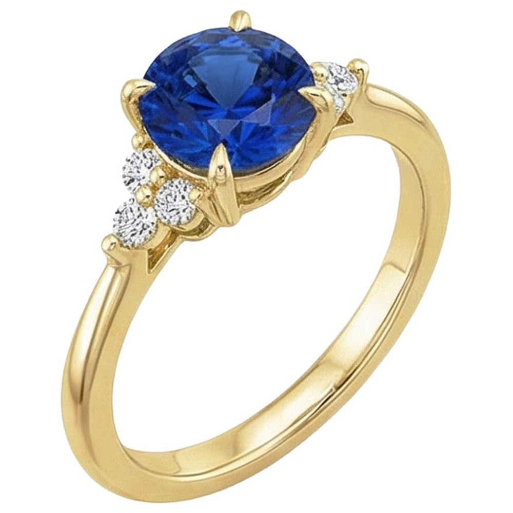 natural round sapphire 2.50ct ring side angle