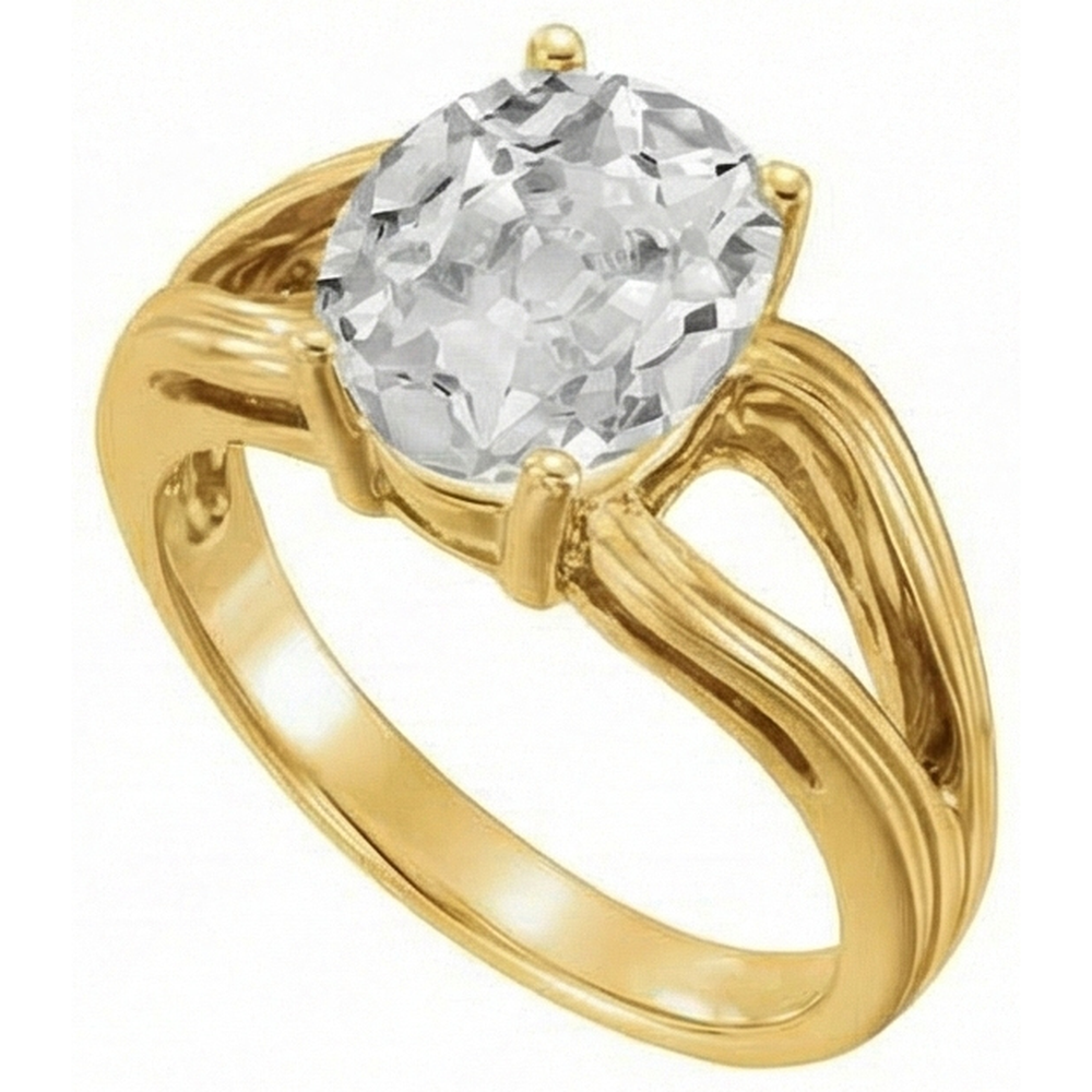 Real Diamond Single Stone Ring 5 ct 14K Yellow Gold – front view