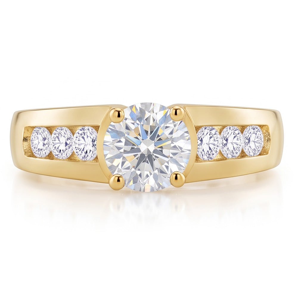 Yellow Gold Real Natural Earth Mined Diamond ( Not Lab Grown ) Ring Old Miner Round Cut Channel Set 2.10 Carats