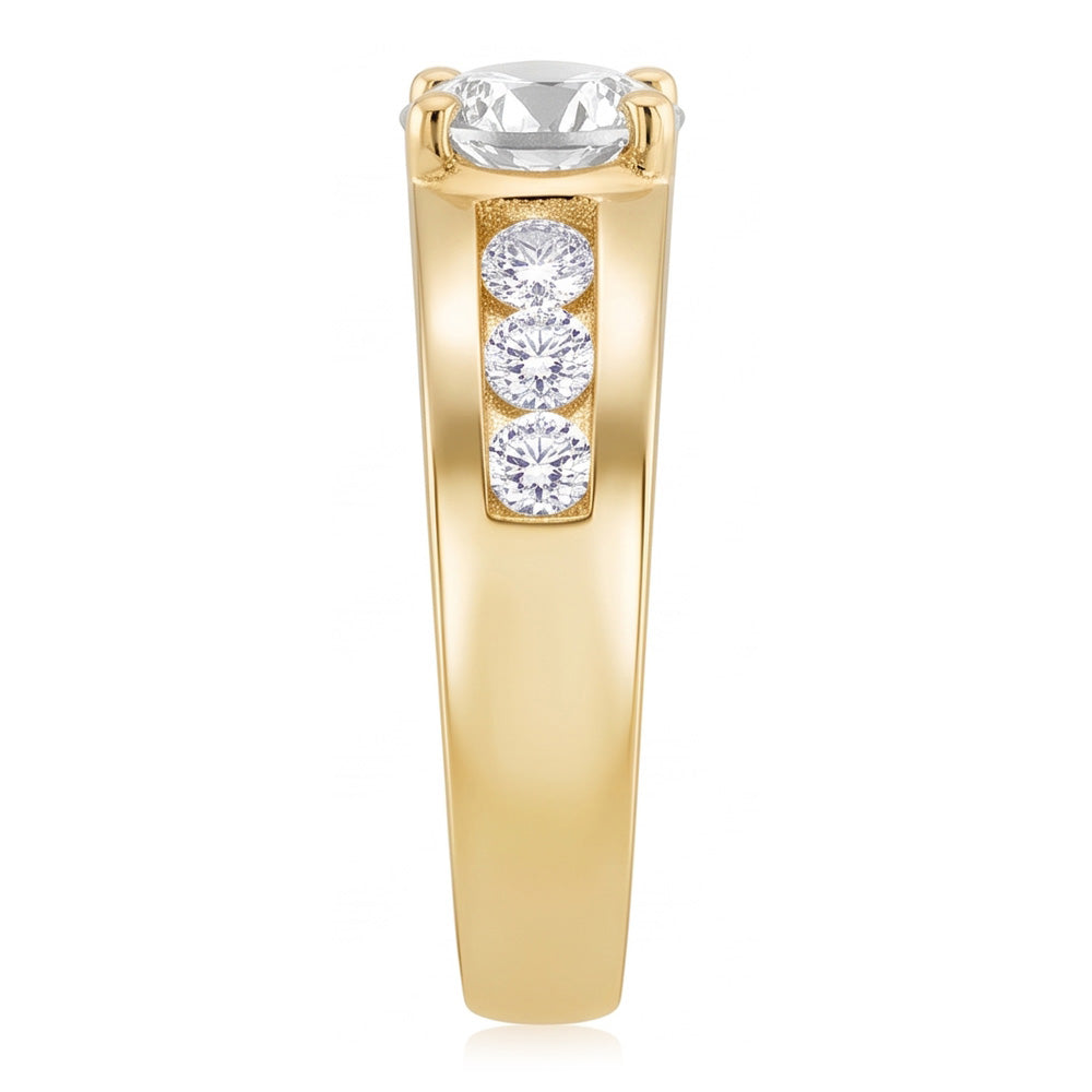 Yellow Gold Real Natural Earth Mined Diamond ( Not Lab Grown ) Ring Old Miner Round Cut Channel Set 2.10 Carats
