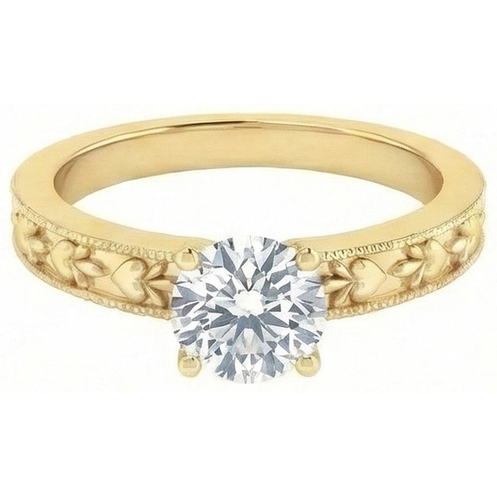 Yellow Gold Round Cut 1.75 Carat Sparkling Real Natural Earth Mined Diamond ( Not Lab Grown )  Anniversary Ring