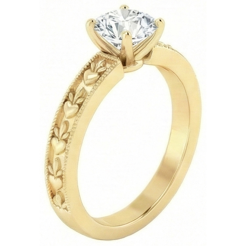 Yellow Gold Round Cut 1.75 Carat Sparkling Real Natural Earth Mined Diamond ( Not Lab Grown )  Anniversary Ring