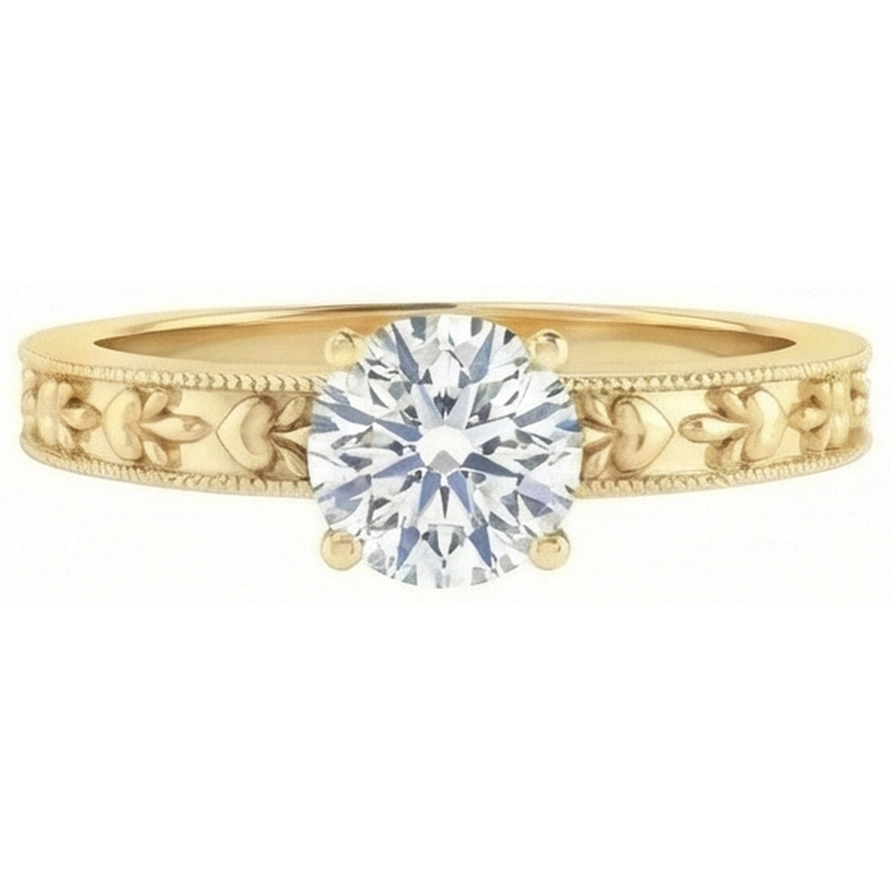 Yellow Gold Round Cut 1.75 Carat Sparkling Real Natural Earth Mined Diamond ( Not Lab Grown )  Anniversary Ring