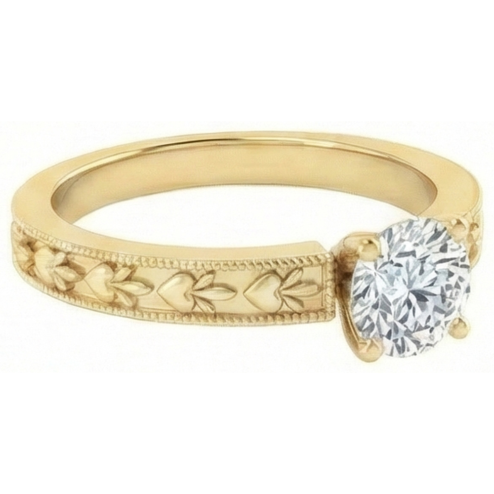 Yellow Gold Round Cut 1.75 Carat Sparkling Real Natural Earth Mined Diamond ( Not Lab Grown )  Anniversary Ring