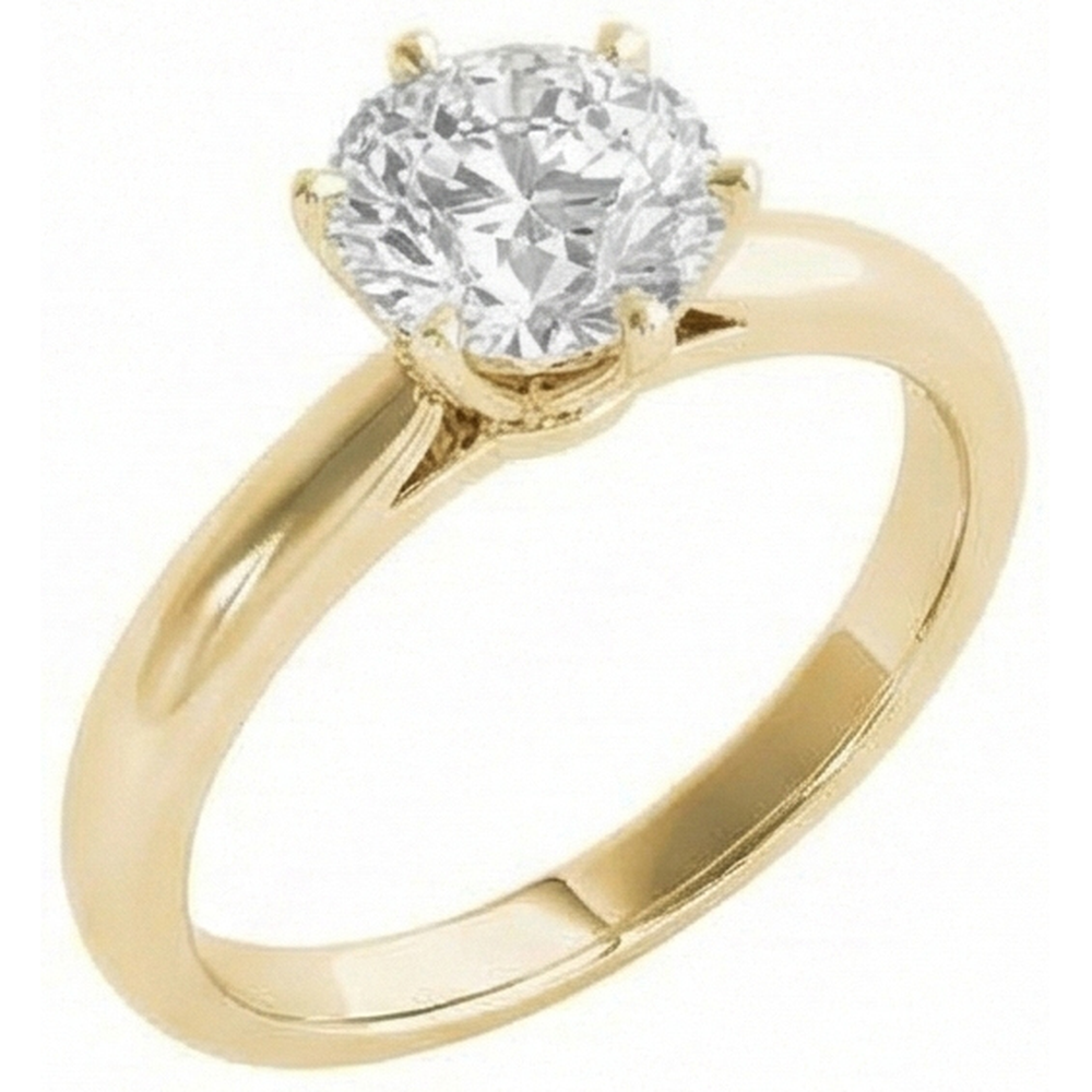Yellow Gold Solitaire Ring Old Mine Cut Real Natural Earth Mined Diamond ( Not Lab Grown ) Prong Set 2.50 Carats