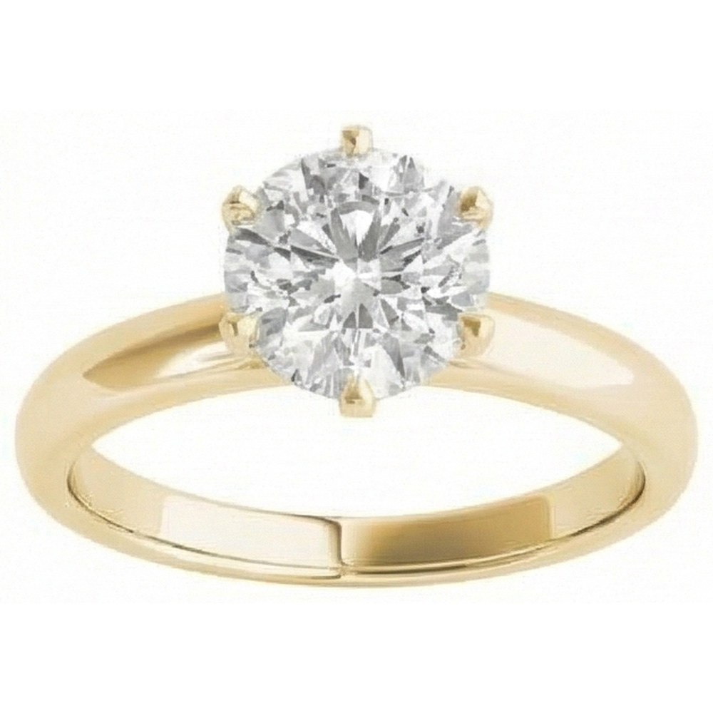 Yellow Gold Solitaire Ring Old Mine Cut Real Natural Earth Mined Diamond ( Not Lab Grown ) Prong Set 2.50 Carats